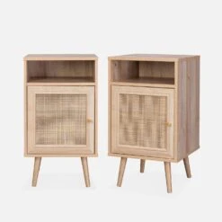 Table De Chevet Scandinave En Cannage (lot De 2) Couleur : Naturel -Meubles Boutique ibobesidex2 e5bca008521248e03ed1ed054e9e5c95