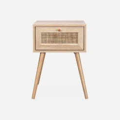 Table De Chevet Effet Bois Et Cannage, 1 Tiroir -Meubles Boutique ibobesidraw f417b084ea32eb9f9d350e929f089660
