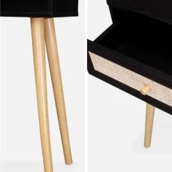 Console Scandinave Effet Bois Et Cannage Couleur : Noir -Meubles Boutique iboconsolebk c83ae39d64bffe134d933c6c9d738674