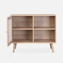 Buffet Scandinave Effet Bois Et Cannage 1 Porte 80 Cm Couleur : Naturel -Meubles Boutique ibosideboardm 22f4e8683d17bcb6a982aa09d047979e