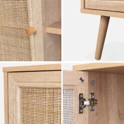 Buffet Scandinave Effet Bois Et Cannage 1 Porte 80 Cm Couleur : Naturel -Meubles Boutique ibosideboardm c0ef56ec4ec1b5f7acdad01cd358d8ab