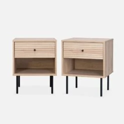 Table De Chevet Effet Bois Rainuré (lot De 2) -Meubles Boutique ibragbesidex2 927fd54f03dc518e733e0eff196195ad