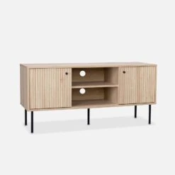 Meuble TV Décor Bois Rainuré 120 Cm 10 Meuble TV Décor Bois Rainuré 120 Cm -Meubles Boutique ibragtvstand 23139773d7cba44a6273812209af8a90