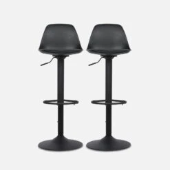 Tabouret Bar Réglables 61,5/83,5cm Simili Cuir (lot De 2) Couleur : Noir -Meubles Boutique ibsajfullbk 253e21f9841d46f7ead00d4dfecd4c3b