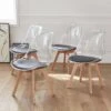 Chaise Scandinave Pieds Bois (lot De 4) Couleur : Noir