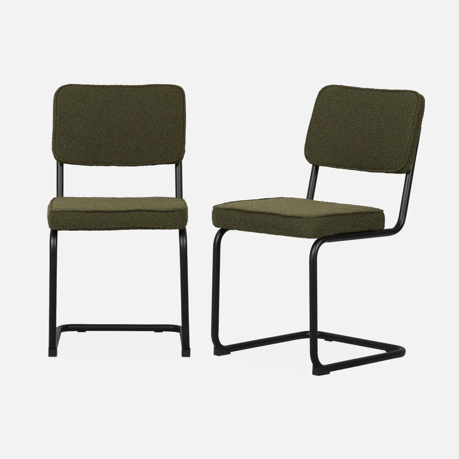 Chaise Cantilever Bouclette Texturée (lot De 2) Couleur : Vert 3 Chaise Cantilever Bouclette Texturée (lot De 2) Couleur : Vert – Image 3