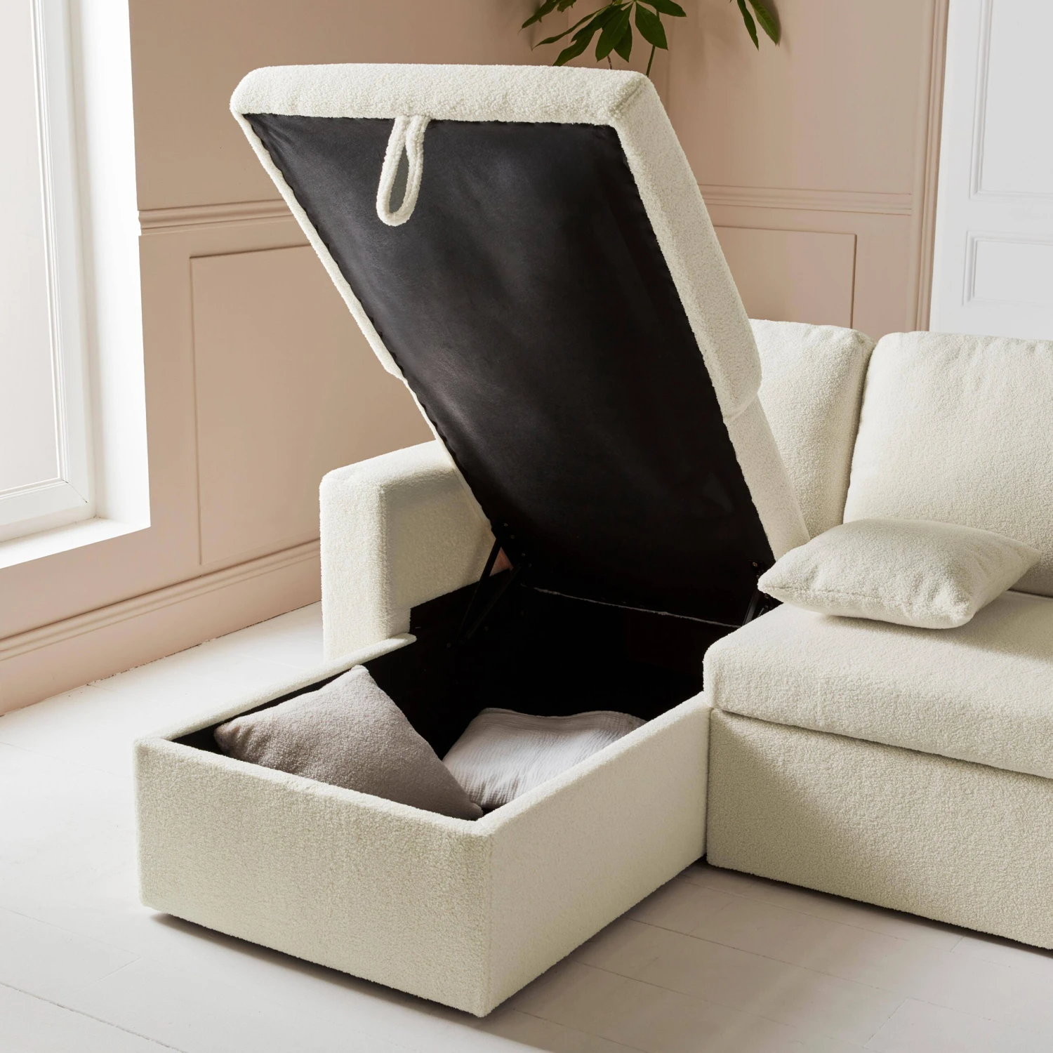 Canapé Panoramique Convertible 4 Places Tissu Bouclette 4 Canapé Panoramique Convertible 4 Places Tissu Bouclette – Image 4