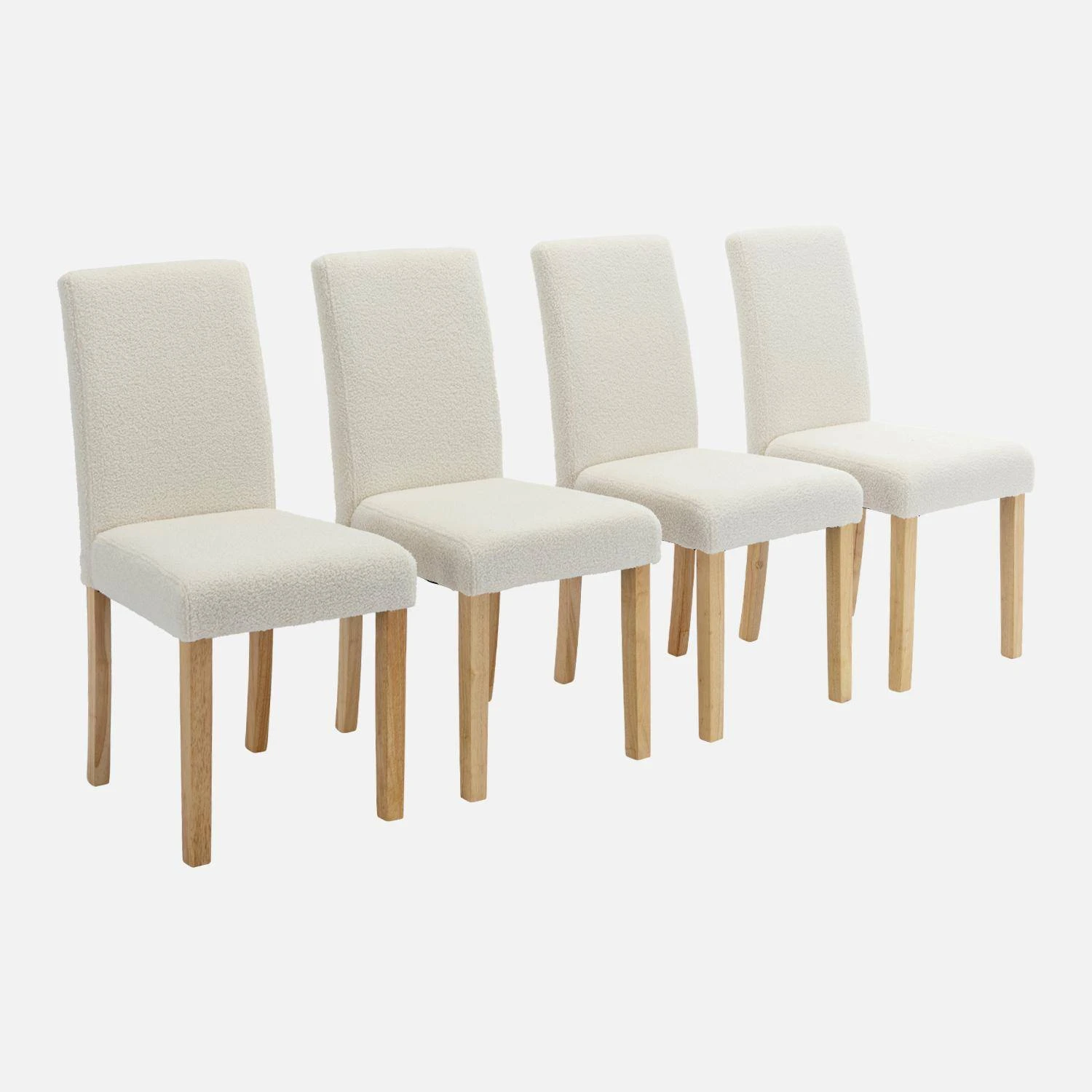Chaise Bouclette Et Pieds Bois (lot De 4) 1 Chaise Bouclette Et Pieds Bois (lot De 4)