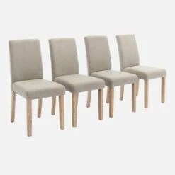Chaise Velours Côtelé Et Pieds Bois Cérusé (lot De 4)