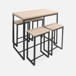 Table Haute Et 4 Tabourets De Bar Acier Et Effet Bois Couleur : Noir -Meubles Boutique ids100r4 28c71f699c2aa686b67d472677f477e7