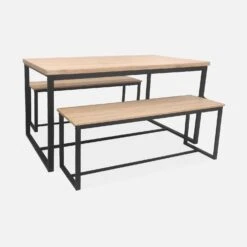 Table Et 2 Bancs Encastrables Acier Et Effet Bois 4 Places Couleur : Noir -Meubles Boutique ids140r4 579118ba6beb87981bb264665ae67bd2