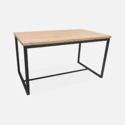 Table Et 2 Bancs Encastrables Acier Et Effet Bois 4 Places Couleur : Noir -Meubles Boutique ids140r4 b4458aced375f84254996236a0f2bf3b