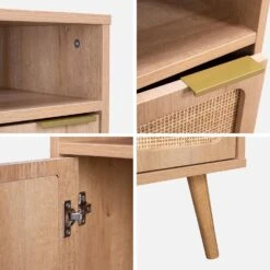 Table De Chevet, Décor Bois Et Cannage Arrondi -Meubles Boutique ievabedside 3fb6a39f8cc3cf19930185c6c753772f