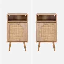 Lot De 2 Tables De Chevet Décor Bois, Cannage Arrondi 7 Lot De 2 Tables De Chevet Décor Bois, Cannage Arrondi -Meubles Boutique ievabedsidex2 49a3ecb180063e932884d8722a8d739f