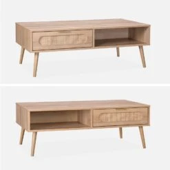 Table Basse Scandinave En Cannage Arrondi, 1 Tiroir -Meubles Boutique ievacoftable 237a8f47848cde3dae870aea8fe584f9