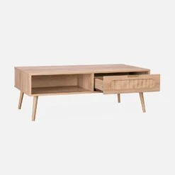 Table Basse Scandinave En Cannage Arrondi, 1 Tiroir -Meubles Boutique ievacoftable 8b06cc2423fa00d4b774642e2900a8df