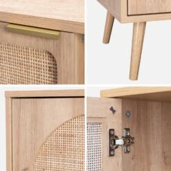 Buffet Scandinave Décor Bois Et Cannage Arrondis 1 Portes 80cm -Meubles Boutique ievasideboardm 556a353fb00d1bf6f97377e16dcf988c