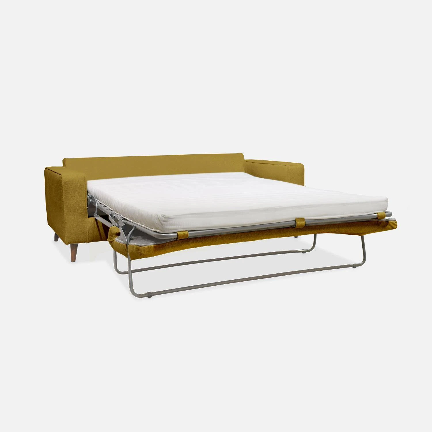 Canapé Lit Convertible 3 Places Avec Matelas 12cm - Fabriqué En France Couleur : Moutarde 9 Canapé Lit Convertible 3 Places Avec Matelas 12cm - Fabriqué En France Couleur : Moutarde – Image 9