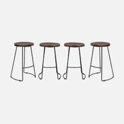 Tabouret De Bars Bois De Manguier Et Acier, Repose Pieds, 65cm (lot De 4) Couleur : Teinté Noyer -Meubles Boutique ijabst65x4wal d32c30f62c8969e727637cac5e4cdc96
