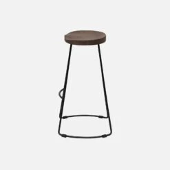 Tabouret De Bars Bois De Manguier Et Acier, Repose Pieds, 65cm (lot De 4) Couleur : Teinté Noyer -Meubles Boutique ijabst65x4wal d48b465f12a6e536d137557066cadf88