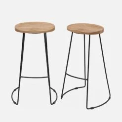 Tabouret De Bar Bois De Manguier Et Acier, Repose Pieds, 75cm (lot De 2) Couleur : Naturel -Meubles Boutique ijabst75x2oak c5963da7fddf578a79416faca8d3434f
