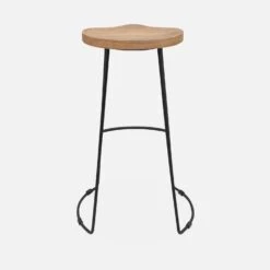 Tabouret De Bar Bois De Manguier Et Acier, Repose Pieds, 75cm (lot De 4) Couleur : Naturel -Meubles Boutique ijabst75x4oak 0144f1c4c2e577b21804a3e8d394289c