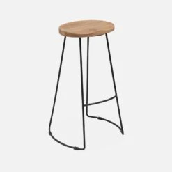 Tabouret De Bar Bois De Manguier Et Acier, Repose Pieds, 75cm (lot De 4) Couleur : Naturel -Meubles Boutique ijabst75x4oak d47d7f3b8460f37e341f914105d187ee