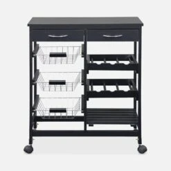 Desserte Cuisine Effet Bois à Roulettes 65 X 35 Cm Couleur : Noir -Meubles Boutique iktdoublebk 8dc61fbd146ea65f8702eb6e80381a7c