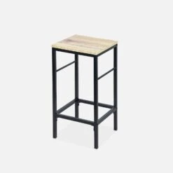 Table Haute Décor Bois Et Métal 2 étagères, 2 Tabourets -Meubles Boutique ilfbds100r2bn 9a473773fa77822179fc5e8b81043df8