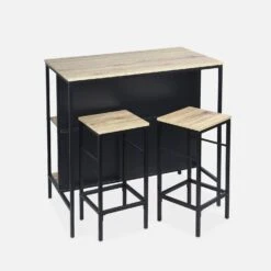 Table Haute Décor Bois Et Métal 2 étagères, 2 Tabourets -Meubles Boutique ilfbds100r2bn ae94553b4b33c01ab2b52541bd4990a0