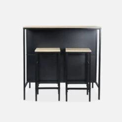 Table Haute Décor Bois Et Métal 2 étagères, 2 Tabourets -Meubles Boutique ilfbds100r2bn d61c85e4e31feb80425ba3f914f68163
