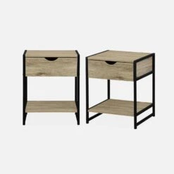 Table De Chevet Industrielle, Effet Bois Et Métal (lot De 2) -Meubles Boutique ilfbedsidex2bn 452c35555ad2e34366bcf2e2018e17d6