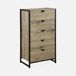 Commode Industrielle Effet Bois Et Métal 5 Tiroirs -Meubles Boutique ilfchest5dbn cad07d023a6aa2f6fb1af3d92d4f8d6e