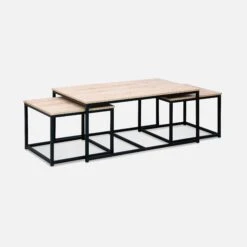 Table Gigogne Encastrable Métal Et Effet Bois (lot De 3) Couleur : Bois -Meubles Boutique ilfctgigbn 587b242a4e8597dbd4b325a237504676