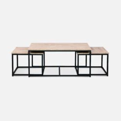 Table Gigogne Encastrable Métal Et Effet Bois (lot De 3) Couleur : Bois -Meubles Boutique ilfctgigbn dc436fbc07a33292127b372f1772baa5