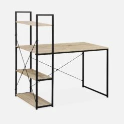 Bureau Bibliothèque Effet Bois Avec étagères -Meubles Boutique ilfdesk113bn 450f3418be6e00ed7fe67f5b0d477baa