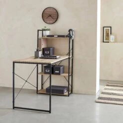 Bureau Bibliothèque Effet Bois Avec étagères -Meubles Boutique ilfdesk113bn eafa96b6a719cdd15dd8e8a146b9661c