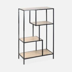 Etagère Bibliothèque Industrielle Métal Et Effet Bois 4 Niveaux -Meubles Boutique ilfshelf113bn 68efaaef391e6d9137592467e3a5171e