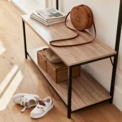 Meuble D'entrée Métal Et Effet Bois 2 Niveaux Et 7 Crochets -Meubles Boutique ilfshelfrack f39e15787422a993d6e9fbccdfce72bd