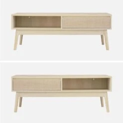 Table Basse Scandinave Décor Bois Rainuré 2 Niches, 1 Tiroir Couleur : Naturel -Meubles Boutique ilincoftable 1041464391c4fc111e929440f1ca4b73