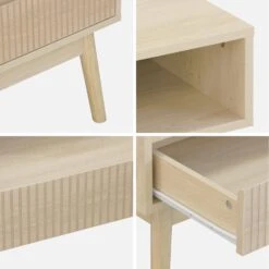 Table Basse Scandinave Décor Bois Rainuré 2 Niches, 1 Tiroir Couleur : Naturel -Meubles Boutique ilincoftable b25ff3059503397fe62f1e04d5743601