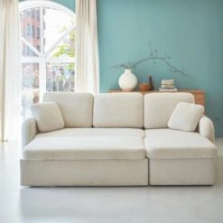 Canapé Convertible 3 Places Bouclettes Blanches, Lignes Arrondies -Meubles Boutique imlccsofaboucl 27af6444cdde7cb2bea882393609788b