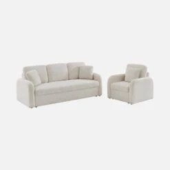Fauteuil Tissu Bouclette Blanche, Lignes Arrondies -Meubles Boutique imlsofa1boucl e859cb6b925b716cae0df99e16910280