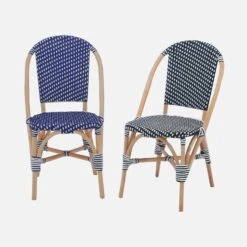 Chaise Bistrot En Rotin Et Polyrotin (lot De 2) Couleur : Bleu -Meubles Boutique imonchrx2blu 47c690f323e992cdc755c92c7b640a20