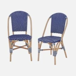 Chaise Bistrot En Rotin Et Polyrotin (lot De 2) Couleur : Bleu -Meubles Boutique imonchrx2blu cd0efabf0d24656706f0a54776cb269d