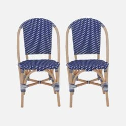 Chaise Bistrot En Rotin Et Polyrotin (lot De 2) Couleur : Bleu -Meubles Boutique imonchrx2blu e971ea8bd473debe407722dd9a494611