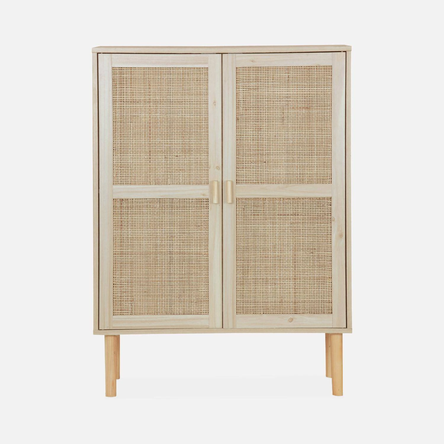 Buffet Cannage Et Effet Bois 2 Portes 80 Cm 4 Buffet Cannage Et Effet Bois 2 Portes 80 Cm – Image 4