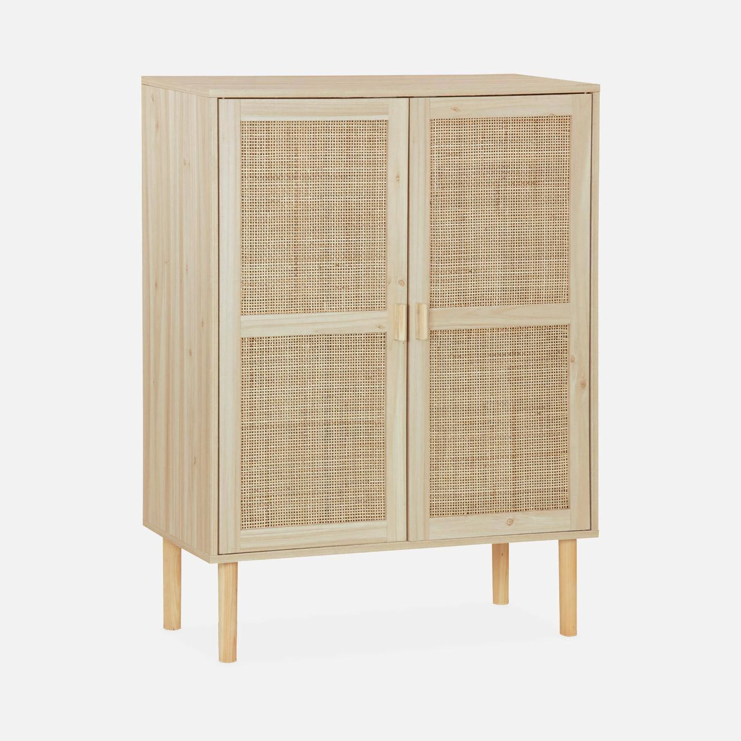 Buffet Cannage Et Effet Bois 2 Portes 80 Cm 3 Buffet Cannage Et Effet Bois 2 Portes 80 Cm – Image 3