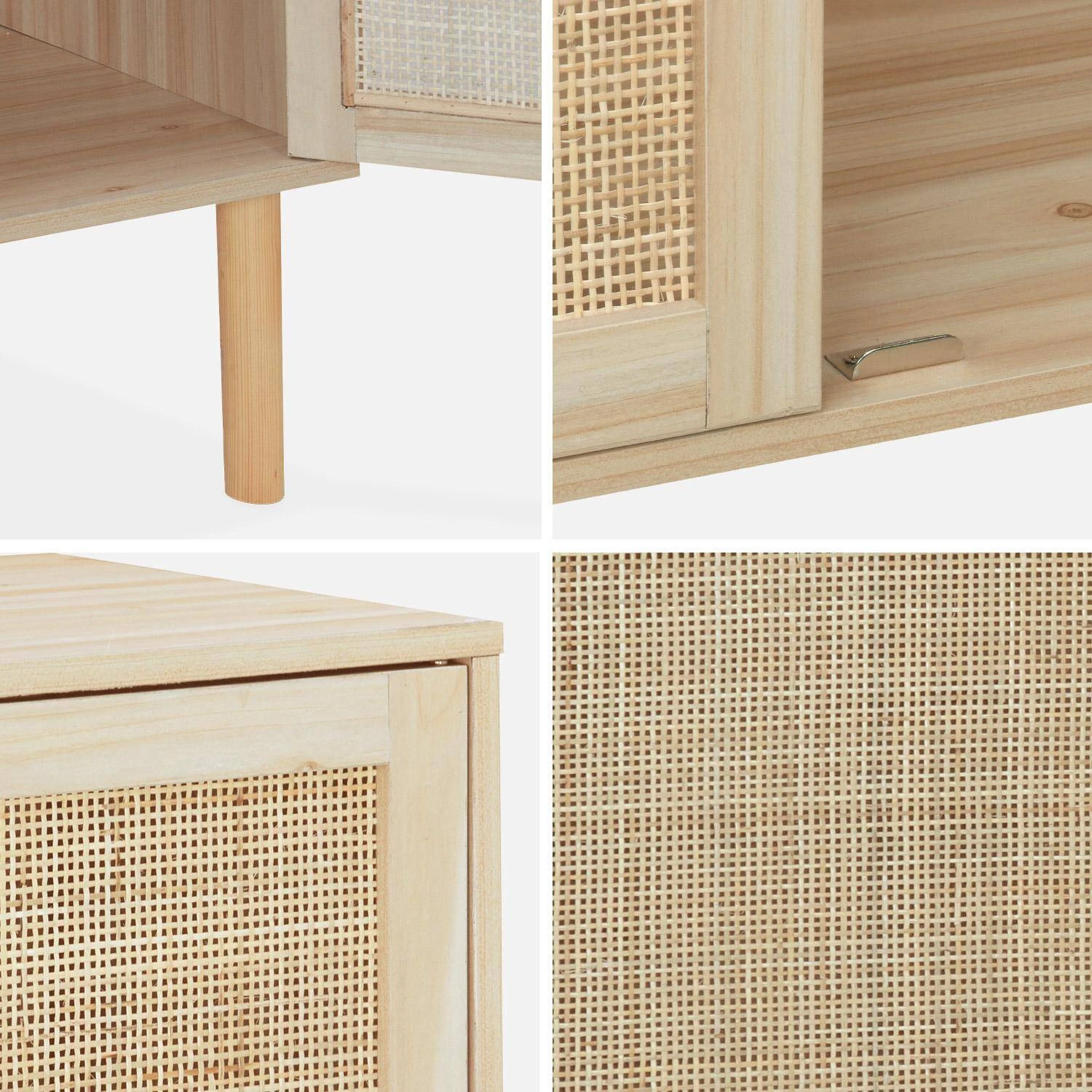 Buffet Cannage Et Effet Bois 2 Portes 80 Cm 7 Buffet Cannage Et Effet Bois 2 Portes 80 Cm – Image 7