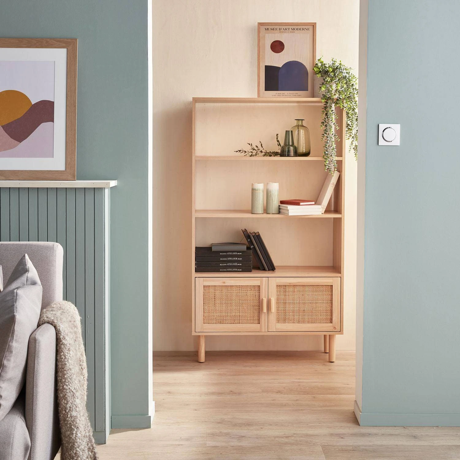 Etagère Bibliothèque Cannage Et Effet Bois 3 Niveaux 2 Portes 1 Etagère Bibliothèque Cannage Et Effet Bois 3 Niveaux 2 Portes